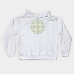 Soft Sage & Cream hand drawn floral pattern Kids Hoodie